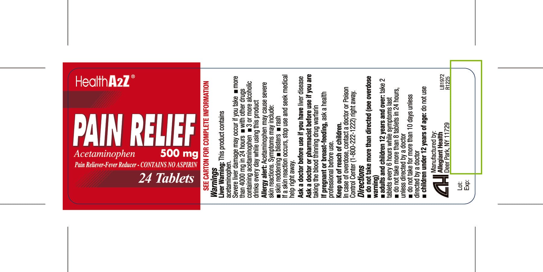 Aerotab Non-Aspirin — Reference image, actual packaging may vary