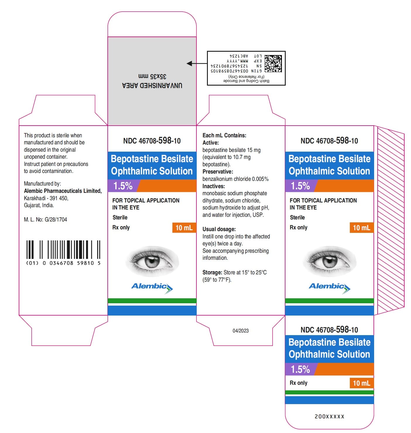 Bepotastine Besilate Ophthalmic Solution 1.5% — Reference image, actual packaging may vary