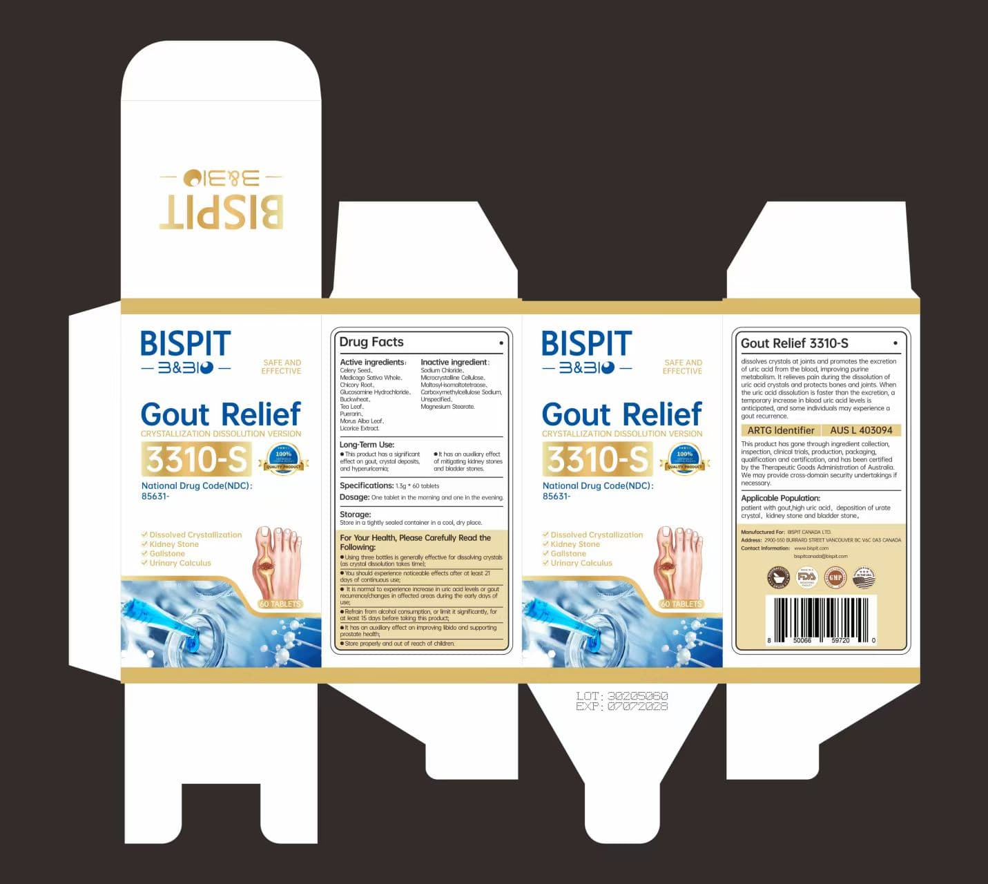 Gout Relief 3310-S — Reference image, actual packaging may vary
