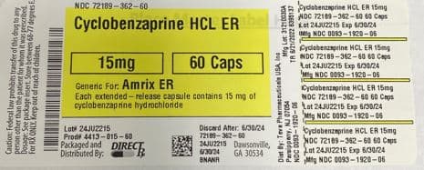 Cyclobenzaprine HCL ER — Reference image, actual packaging may vary