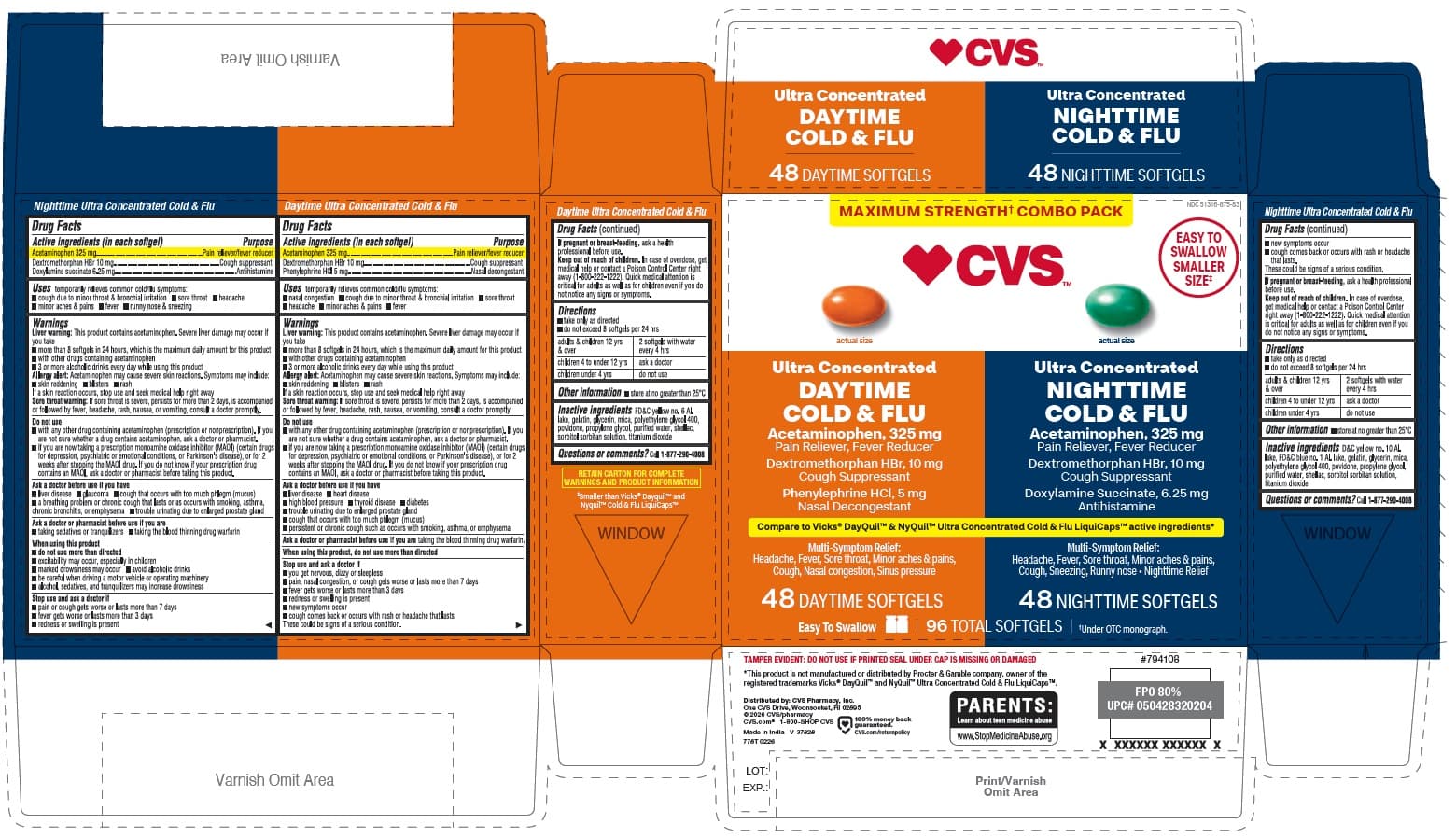 Daytime - Acetaminophen, Dextromethorphan Hbr, Guaifenesin and Nighttime - Acetaminophen, Dextromethorphan Hbr, Doxylamine Succinate — Reference image, actual packaging may vary