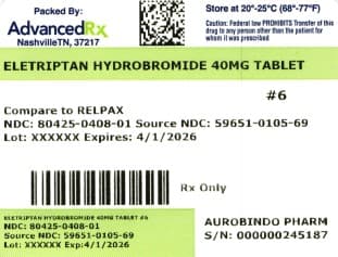 Eletriptan Hydrobromide — Reference image, actual packaging may vary