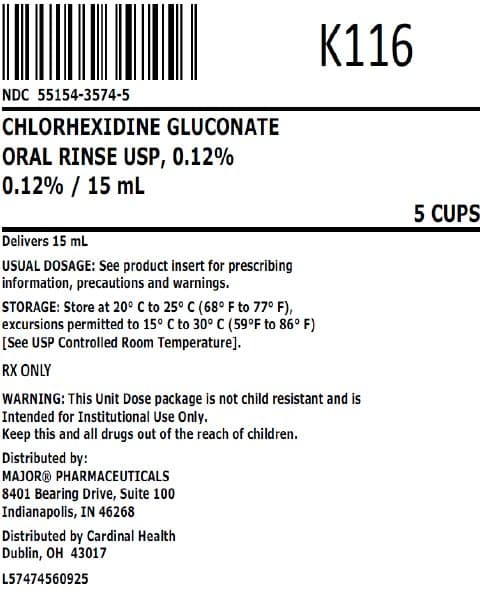 Major Oral Rinse (0.12% Chlorhexidine Gluconate) package label