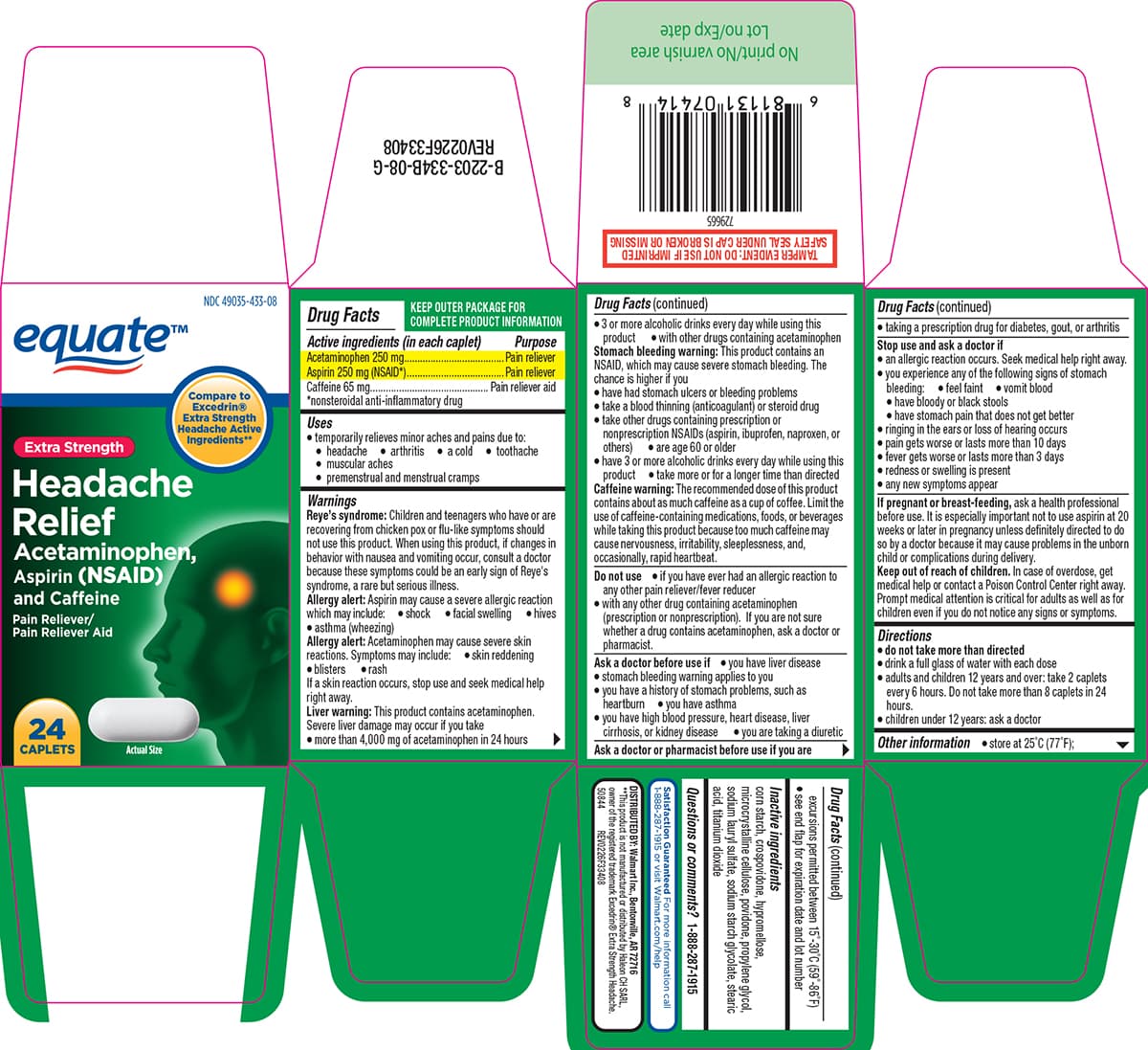Vanquish (Acetaminophen, Aspirin, and Caffeine) package label