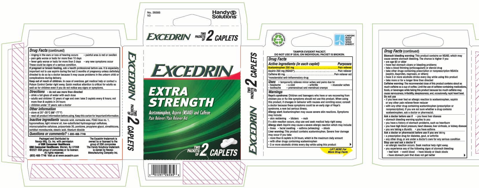Excedrin (Acetaminophen, Aspirin (nsaid), and Caffeine) package label