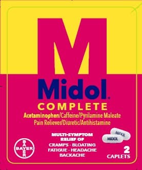 Midol Complete (Acetaminophen, Caffeine, and Pyrilamine Maleate Tablet) package label