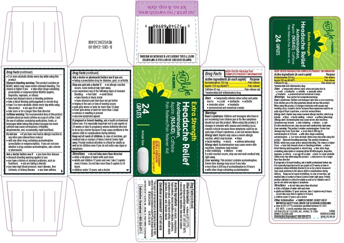 Headache, Circle K (Acetaminophen, Caffeine, Aspirin Tablet) package label