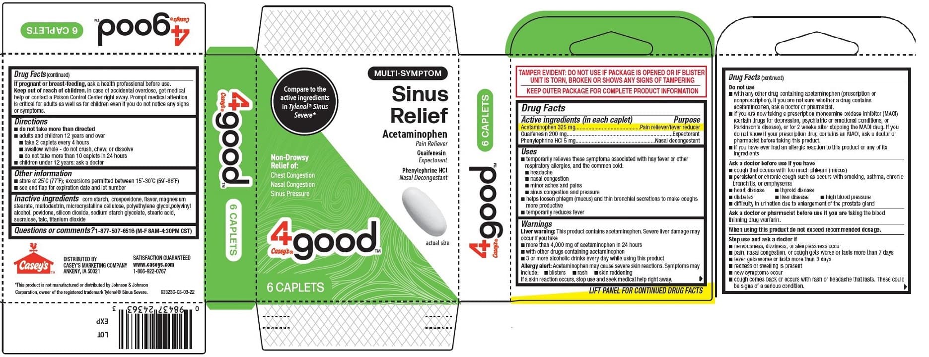 Non-Drowsy Sinus Severe, Circle K (Acetaminophen, Guaifenesin, Phenylephrine HCL Caplet, Film-Coated) package label