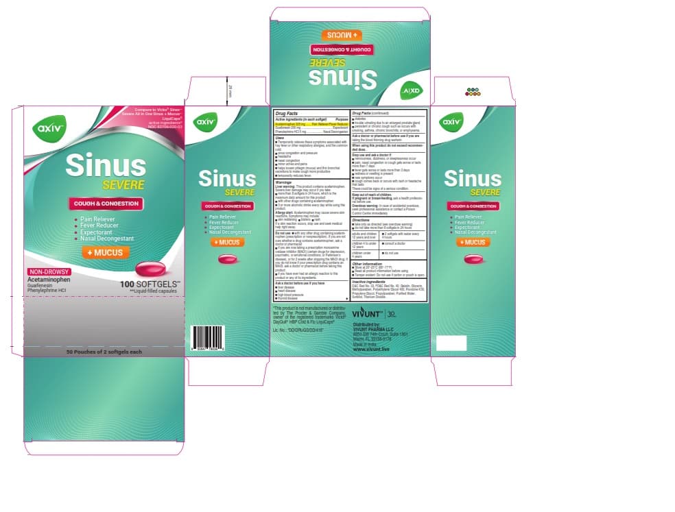 Axiv Sinus Severe Mucus (Acetaminophen, Guaifenesin, Phenylephrine Hydrocloride) package label