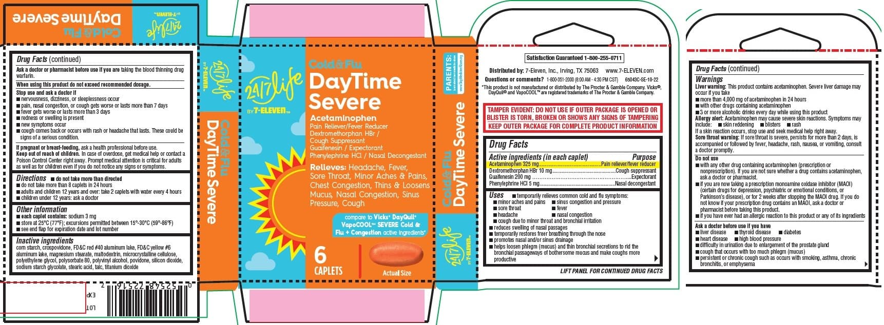Daytime Cold and Flu Severe, Caseys 4good (Acetaminophen, Phenylephrine, Dextromethorphan Hbr, Guaifenesin Tablet, Film Coated) package label