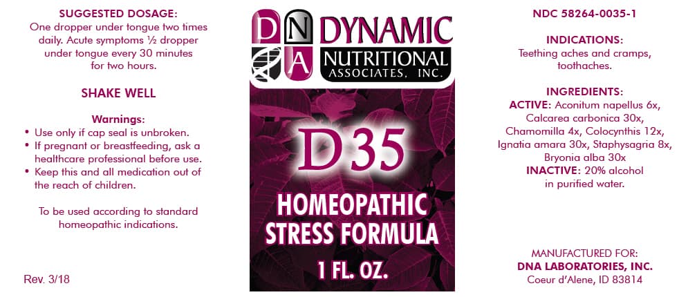 D-35 (Aconitum Napellus, Oyster Shell Calcium Carbonate, Crude, Matricaria Chamomilla, Citrullus Colocynthis Fruit Pulp, Strychnos Ignatii Seed, Delphinium Staphisagria Seed, and Bryonia Alba Root) package label