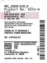 Amlodipine Besylate and Benazepril Hydrochloride package label