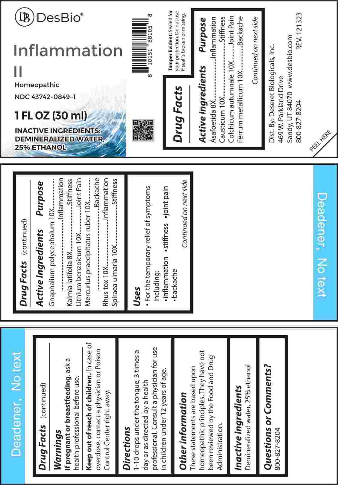Inflammation (Asafoetida, Kalmia Latifolia, Causticum, Colchicum Autumnale, Ferrum Metallicum, Gnaphalium Polycephalum, Lithium Benzoicum, Mercurius Praecipitatus Ruber, Rhus Tox, Spiraea Ulmaria) package label