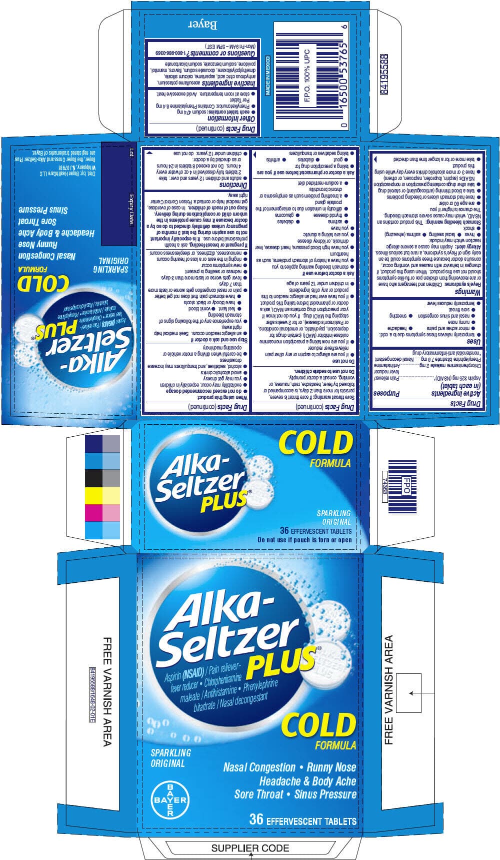 Winco Foods Effervescent Cold Relief (Aspirin, Chlorpheniramine Maleate, and Phenylephrine Bitartrate) package label