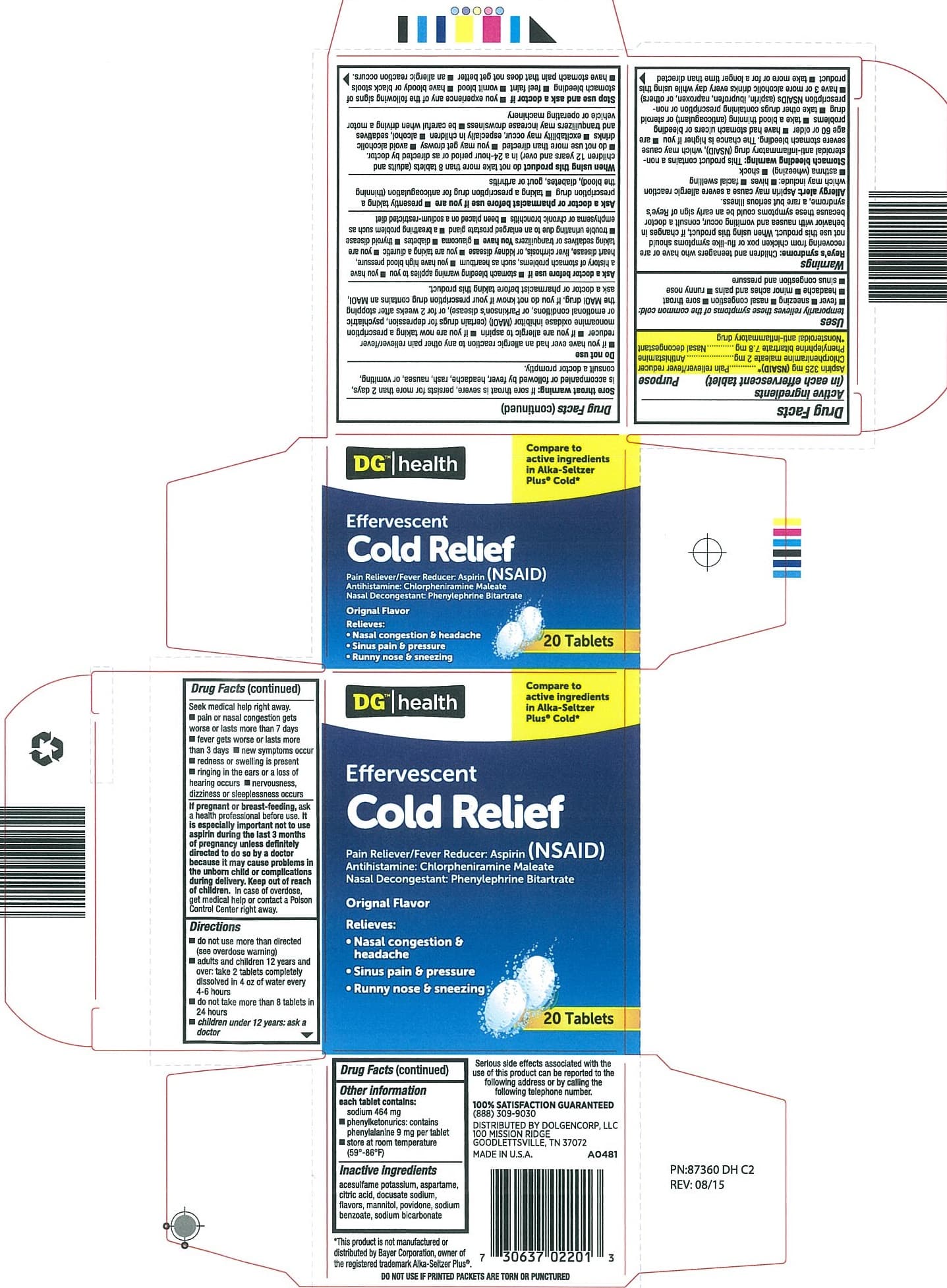 Aspirin, Chlorpheniramine Maleate, Phylephrine Bitartrate package label