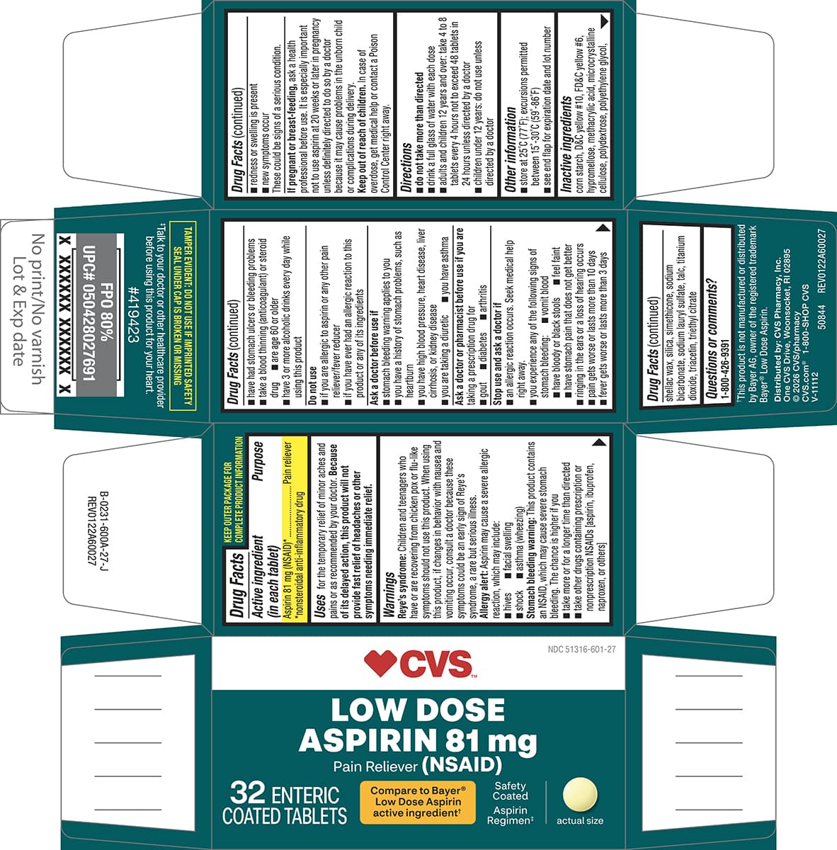 Aspirin 81 Mg package label