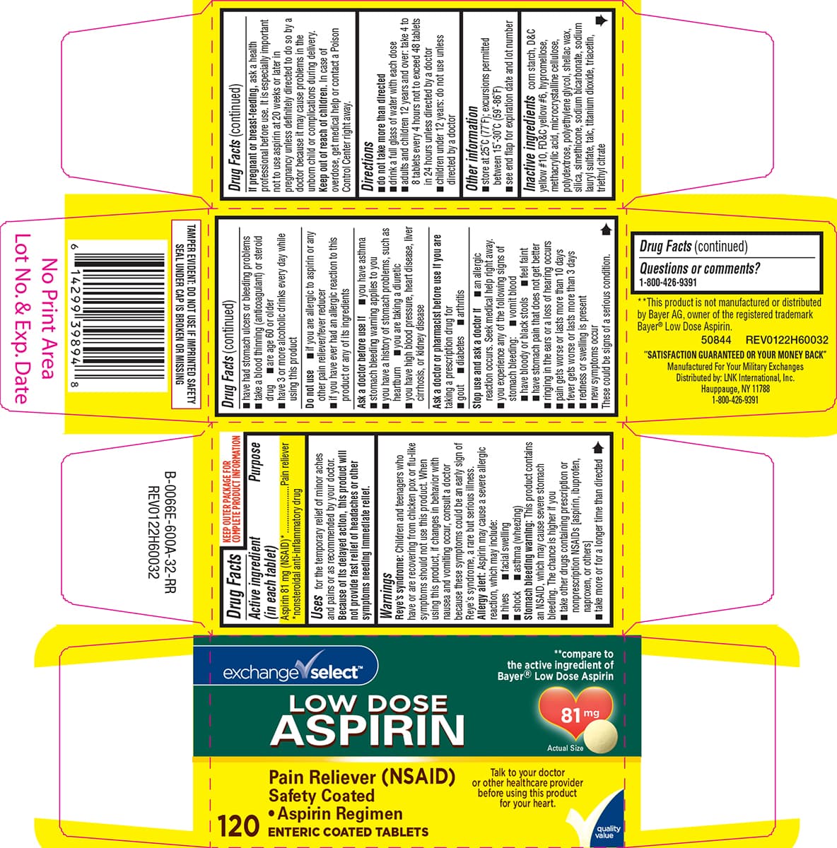 Aspirin Low Dose package label