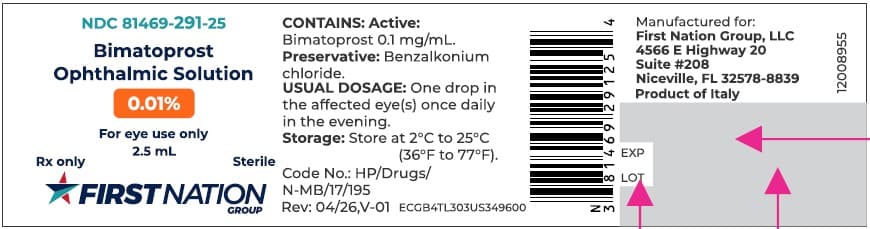 Bimatoprost package label