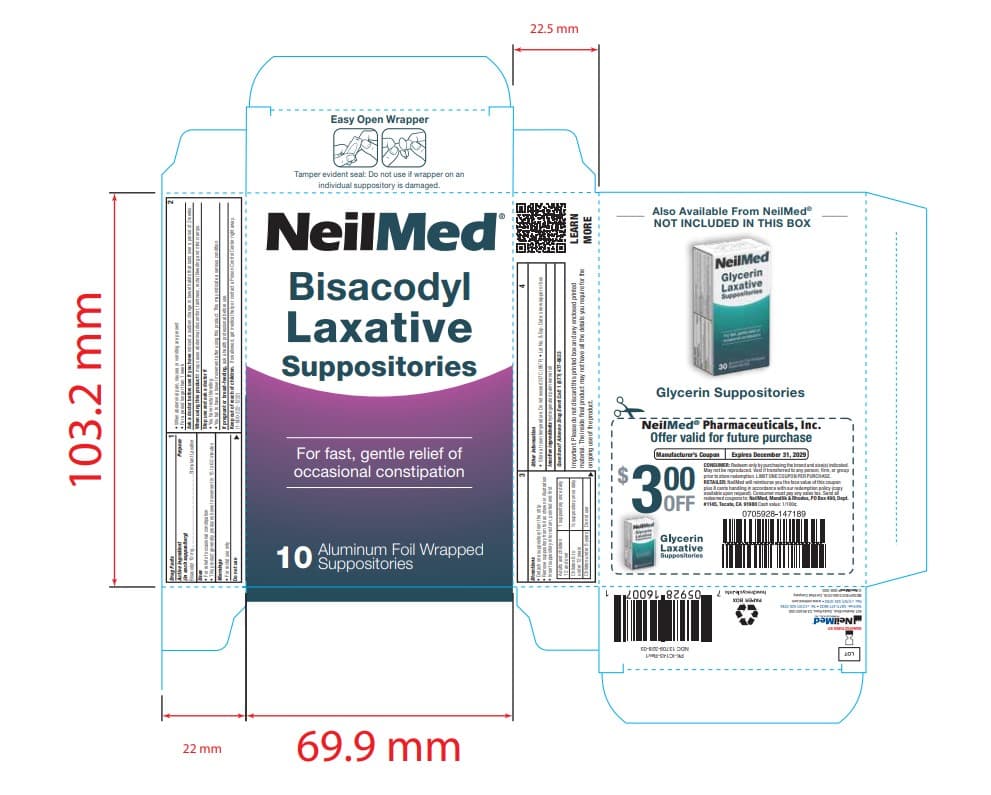 Bisacodyl Laxative Suppositories package label