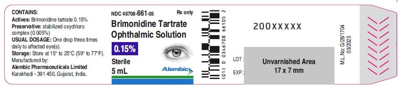 Brimonidine Tartrate Ophthalmic Solution, 0.15% package label