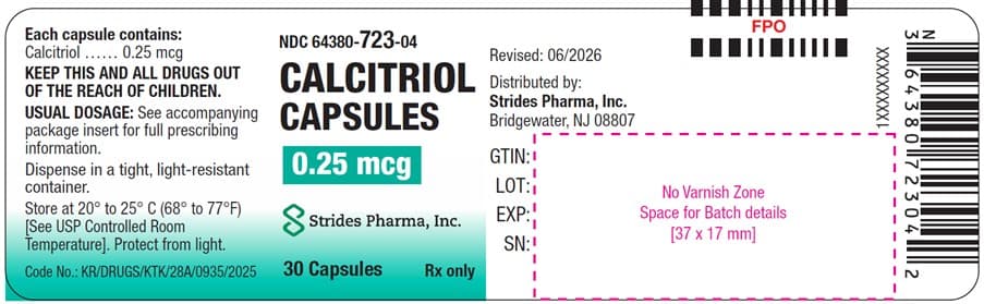 Calcitriol Capsules 0.25 Mcg package label