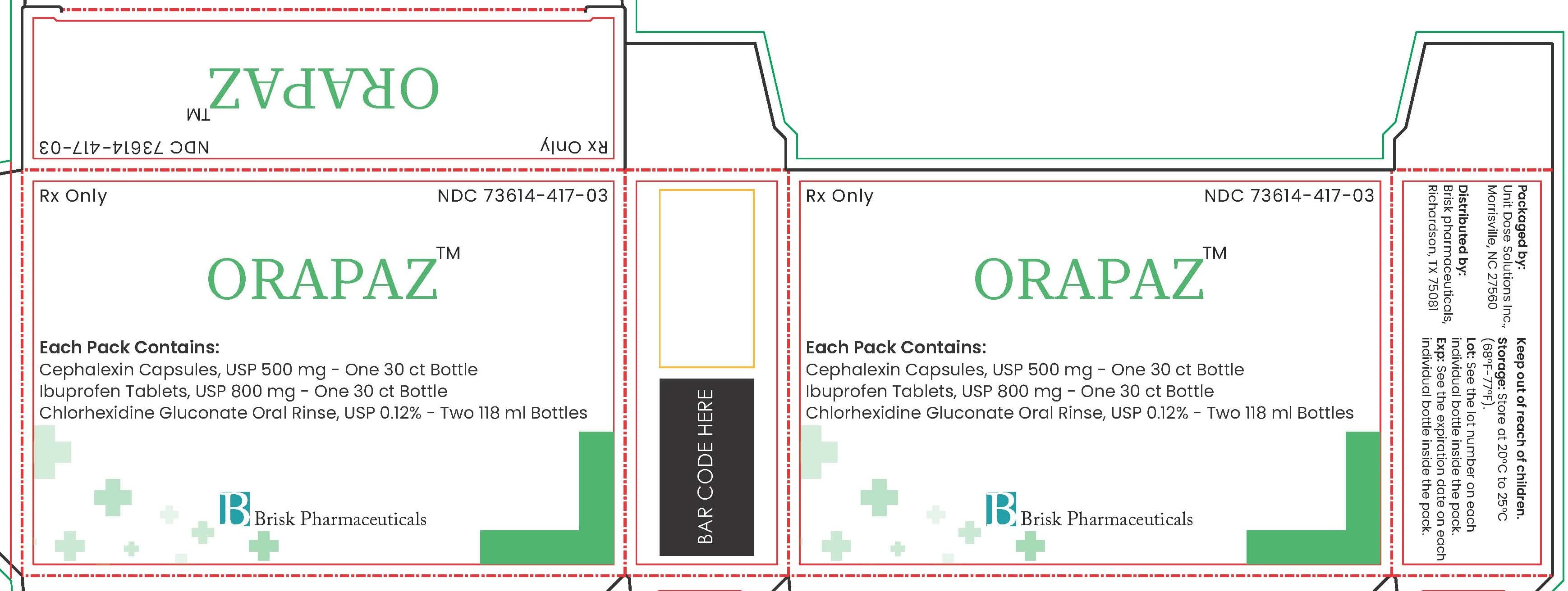 Orapaz (Cephalexin, Ibuprofen, Chlorhexidine Gluconate) package label