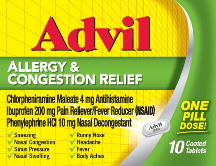 Advil Multi-Symptom Cold and Flu (Chlorpheniramine Maleate, Ibuprofen, Phenylephrine HCL) package label