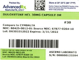 Duloxetine HCL package label