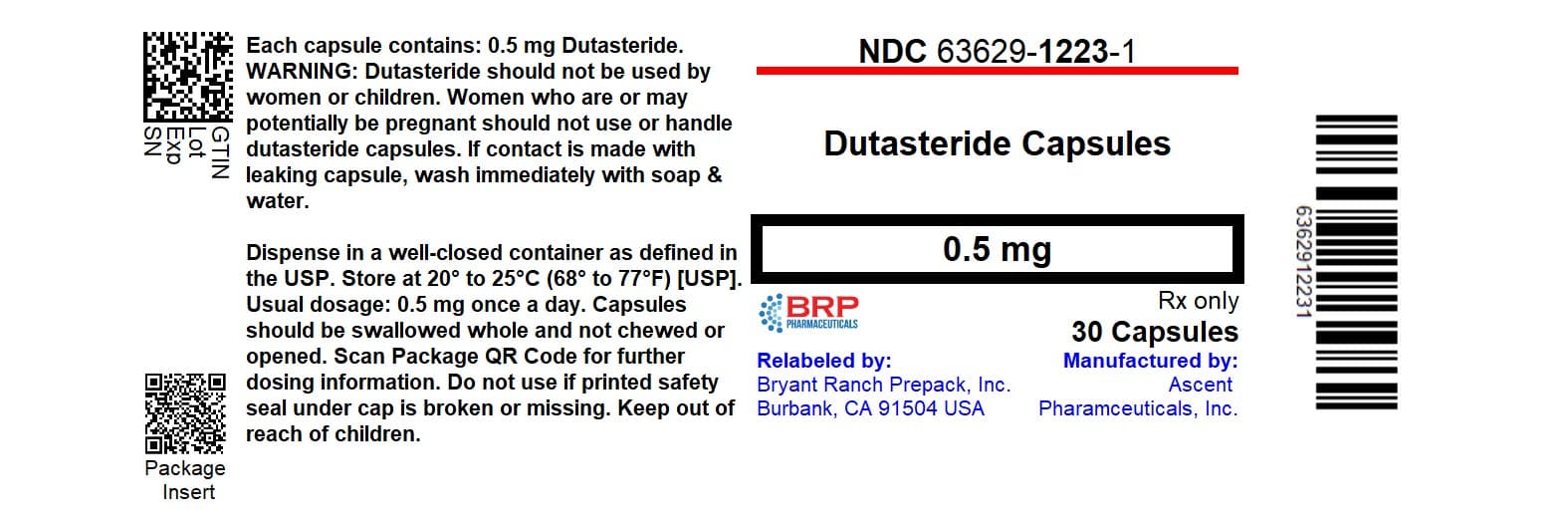 Dutasteride package label