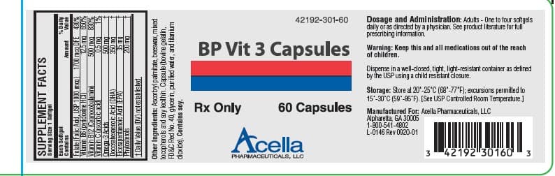 BP Vit 3 (Folic Acid, Pyridoxine Hydrochloride, Cyanocobalamin, Omega-3 Fatty Acids, Doconexent, Icosapent and .beta.-Sitosterol) package label
