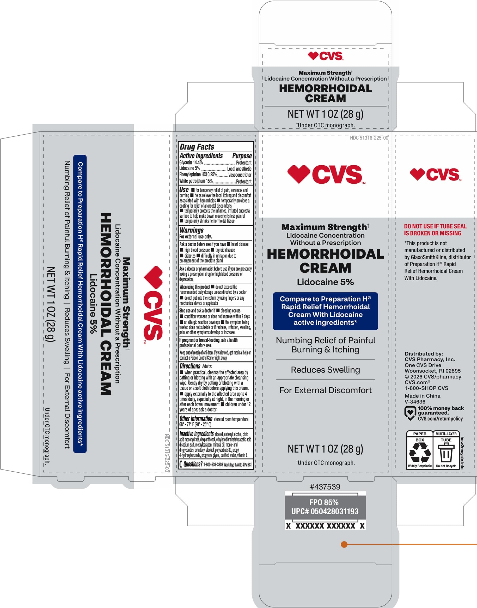 Preparation H Rapid Relief (Glycerin, Lidocaine, Phenylephrine Hydrochloride) package label