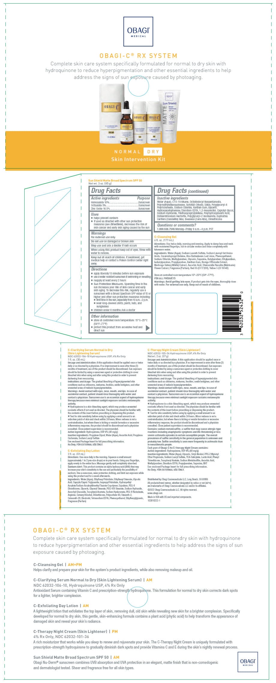 Obagi Nu-Derm System Normal-Oily Skin Transformation (Hydroquinone, Homosalate, Octisalate, Zinc Oxide) package label