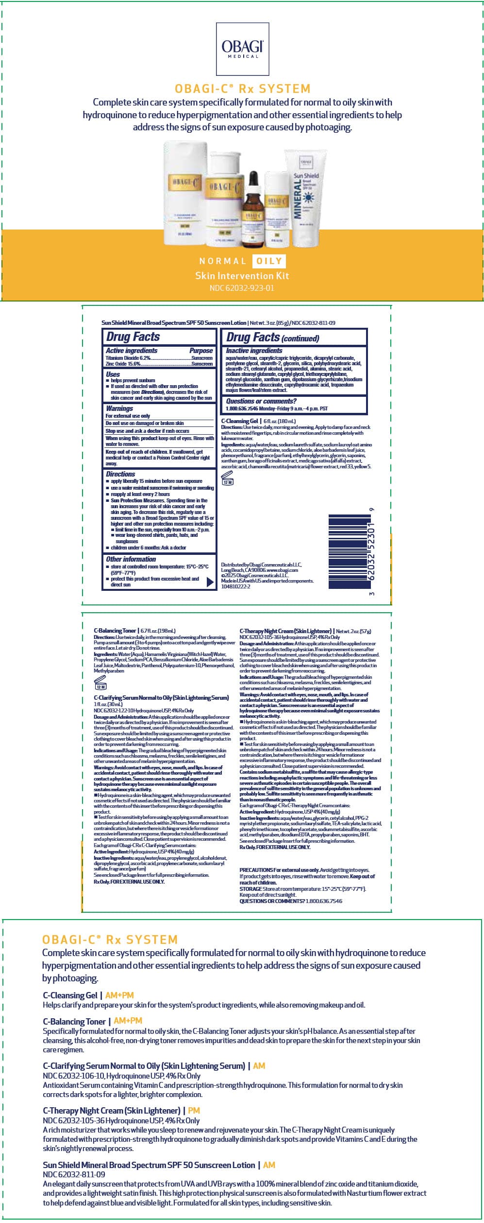 Obagi-C C-RX System Normal-Dry Skin Intervention (Hydroquinone, Titanium Dioxide, Zinc Oxide) package label