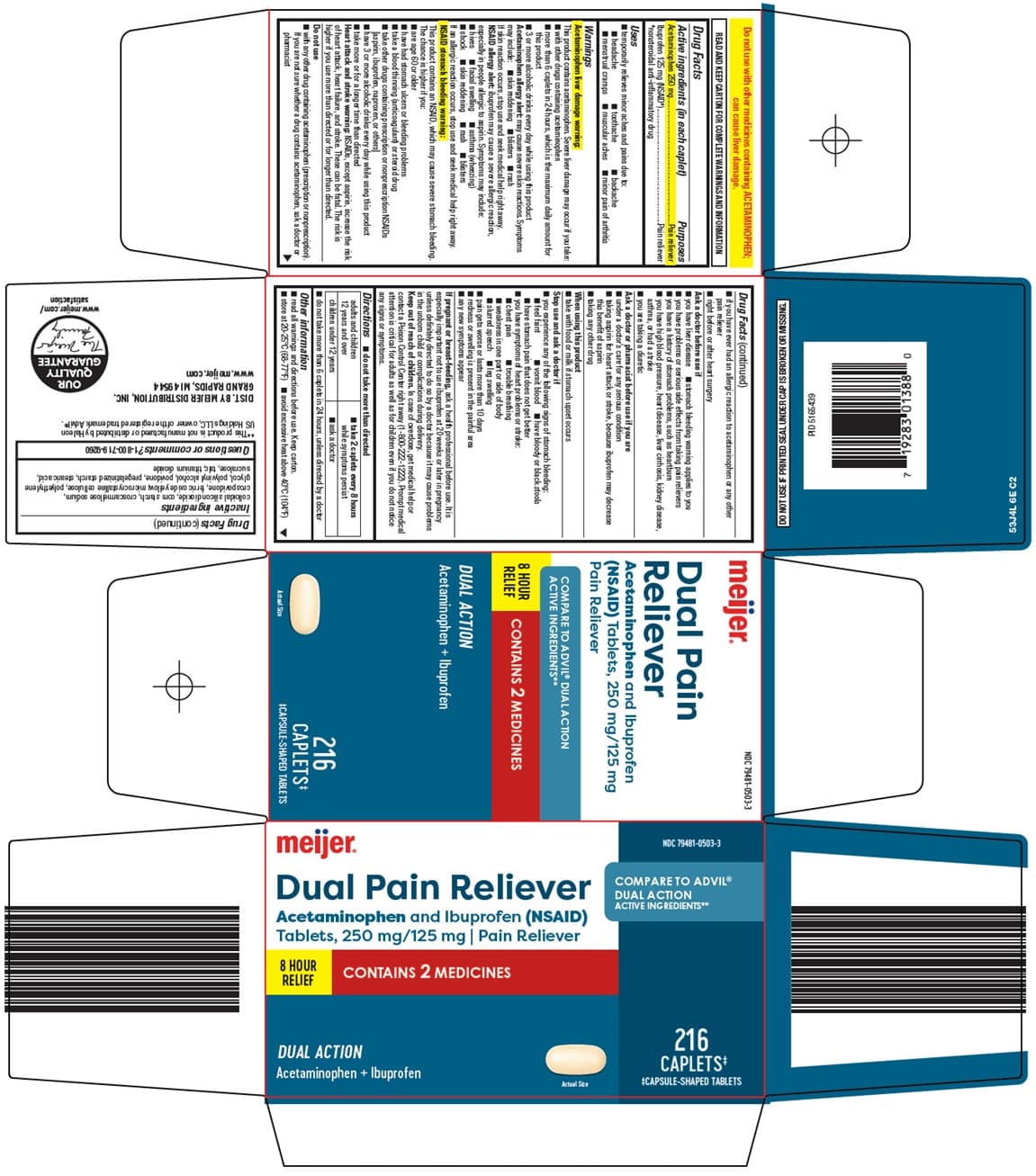 Advil Dual Action with Acetaminophen (Ibuprofen, Acetaminophen) package label