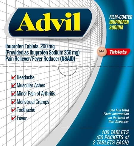 Advil (Ibuprofen Sodium) package label
