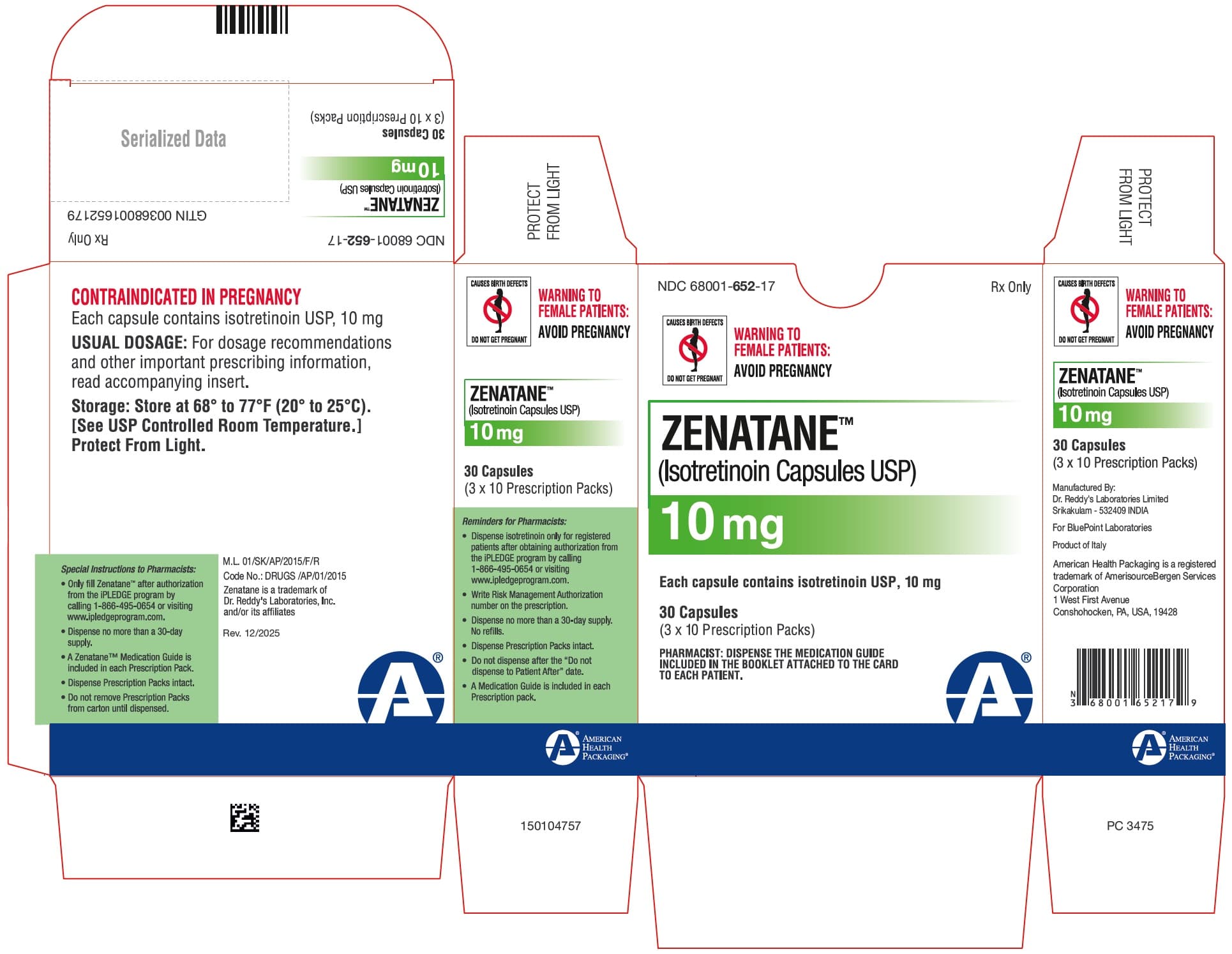 Absorica (Isotretinoin) package label