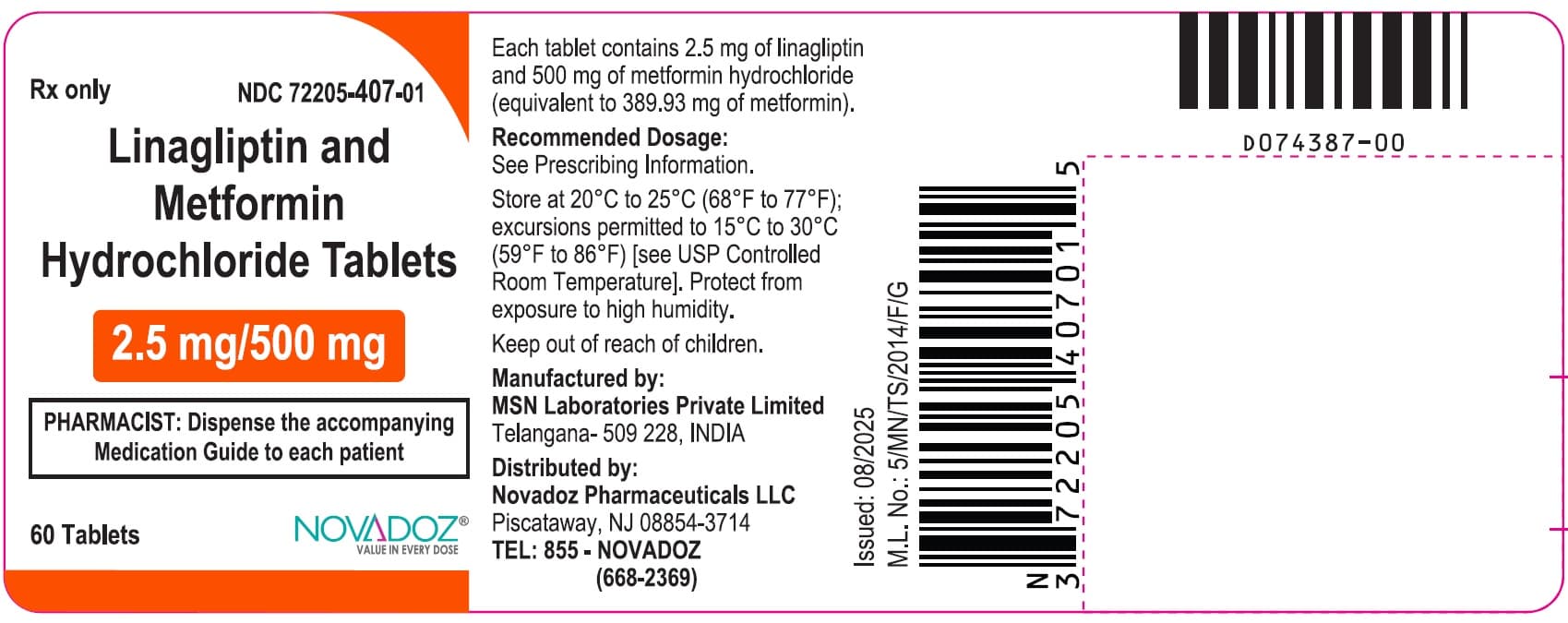Jentadueto (Linagliptin and Metformin Hydrochloride) package label