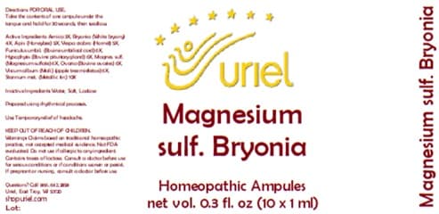 Magnesium Sulf. Bryonia package label