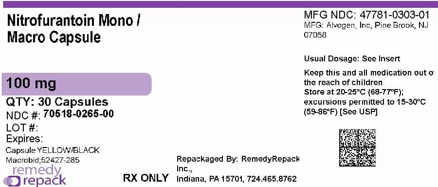 Macrobid (Nitrofurantoin Monohydrate/macrocrystalline) package label