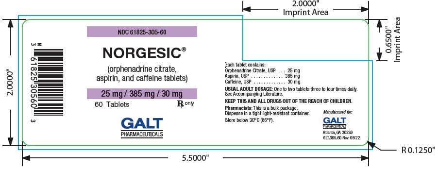 Orphenadrine Citrate, Aspirin and Caffeine package label