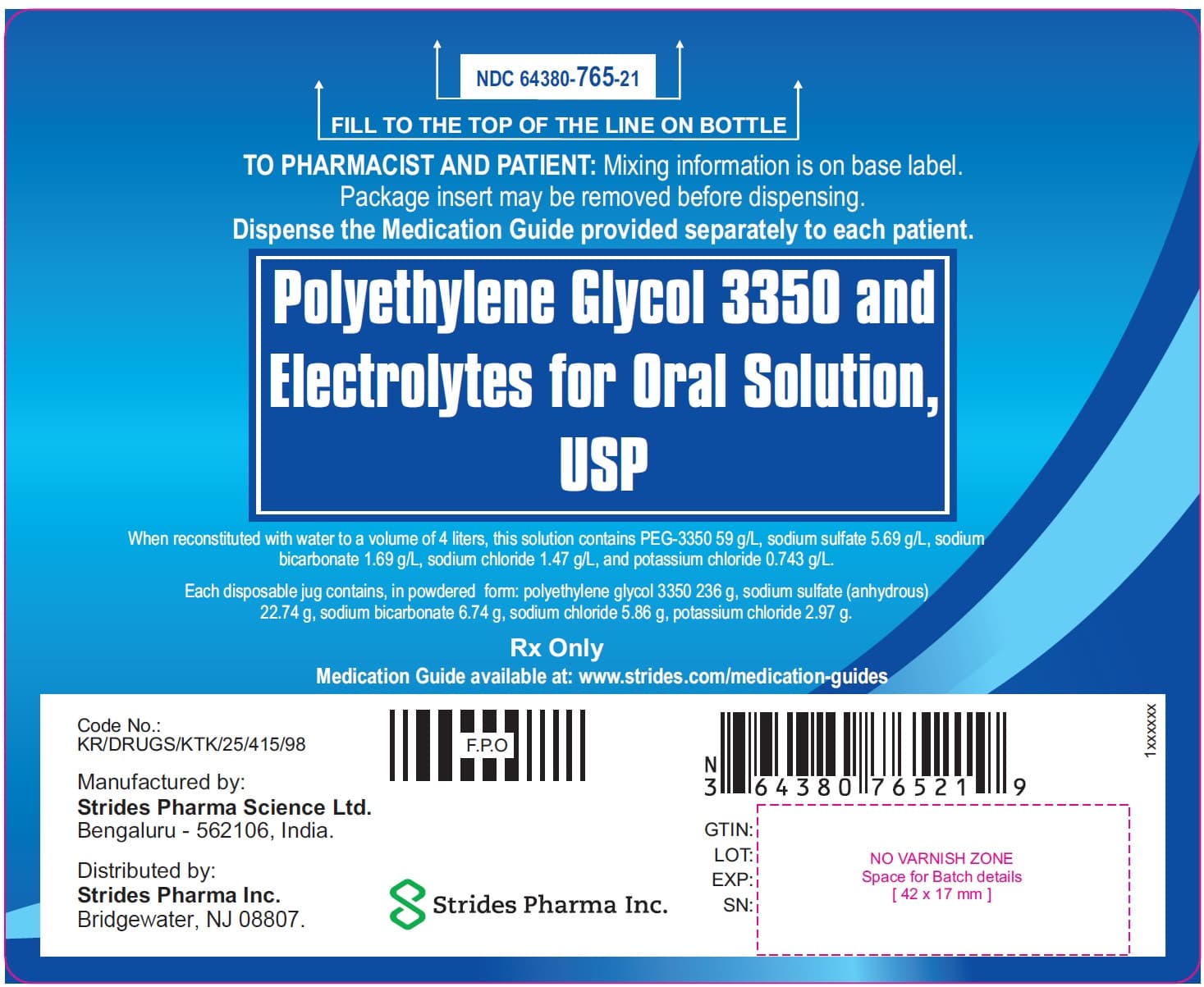 Polyethylene Glycol 3350 and Electrolytes - Unflavored package label
