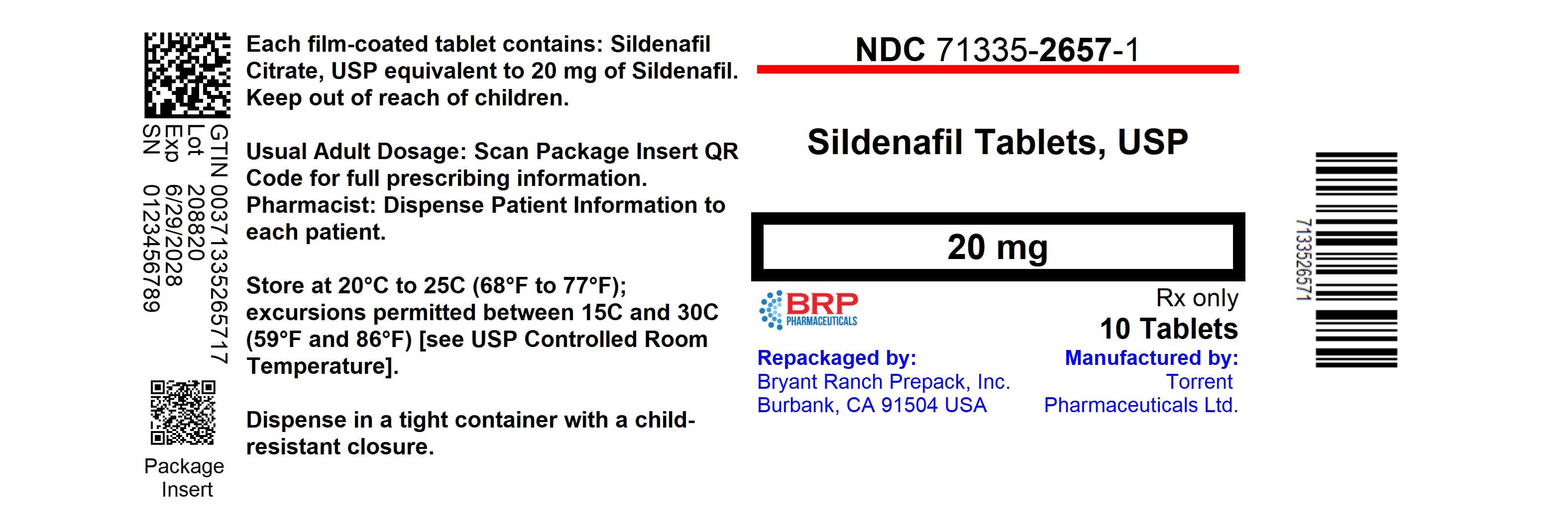 Sildenafil package label
