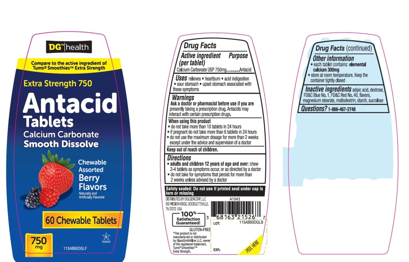Dg Health Extra Strength (Smooth Dissolve Calcium Carbonate) package label