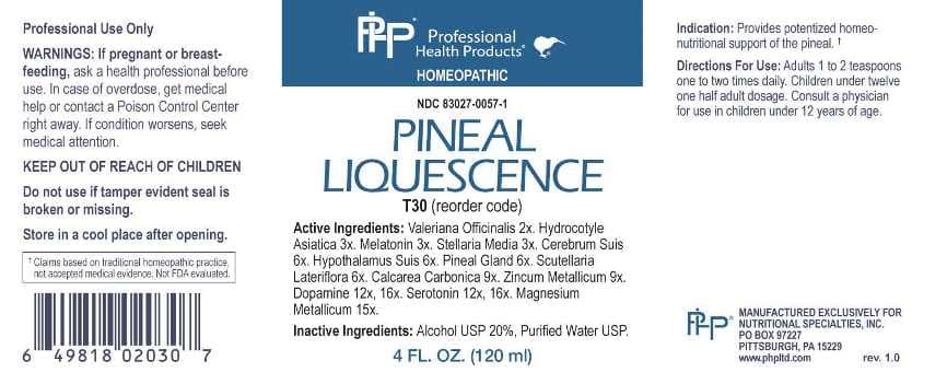 Pineal Liquescence (Valeriana Officinalis, Hydrocotyle Asiatica, Melatonin, Stellaria Media, Cerebrum Suis, Hypothalamus Suis, Pineal Gland (suis), Scutellaria Lateriflora, Calcarea Carbonica, Zincum Metallicum, Dopamine (hydrochloride), Serotonin (hydrochloride), Magnesium Metallicum) package label