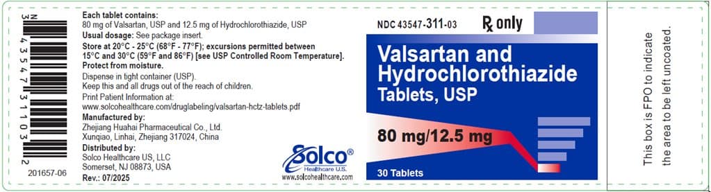Valsartan and Hydrochlorothiazide package label