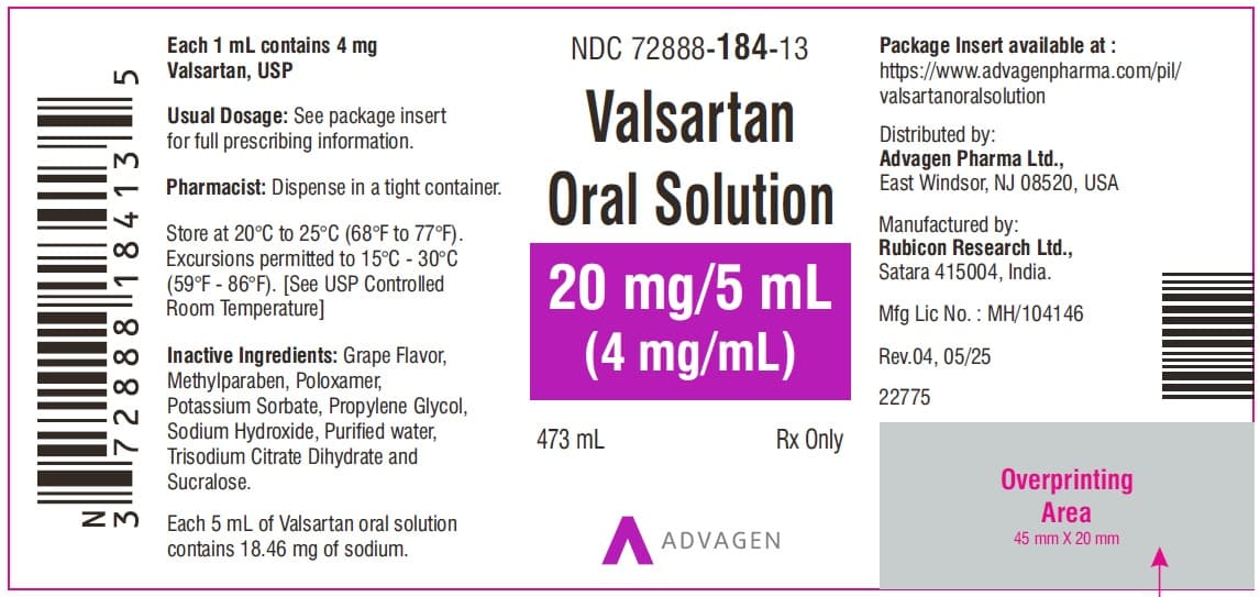 Valsartan Oral package label