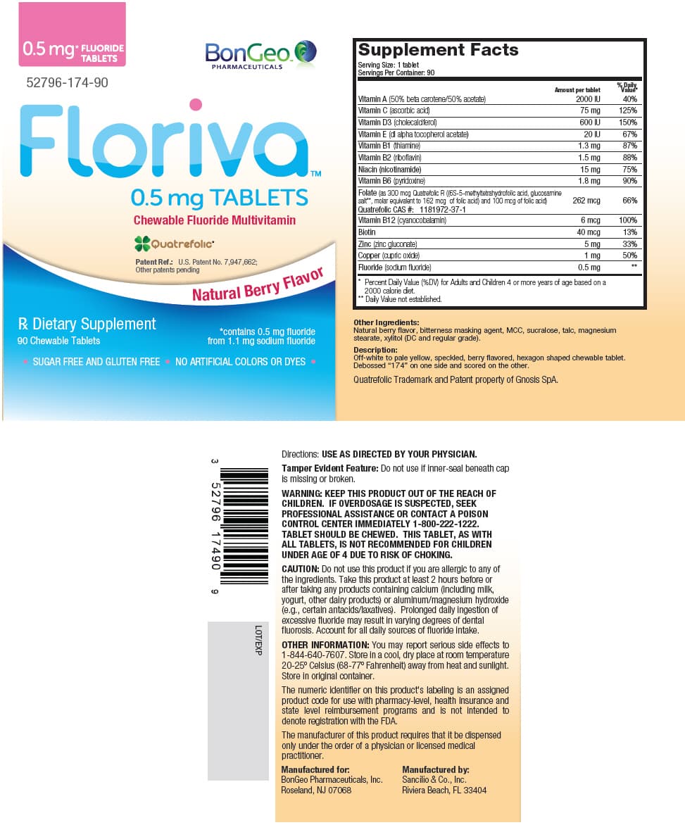 Floriva (Vitamin a Acetate, .beta.-Carotene, Ascorbic Acid, Cholecalciferol, .alpha.-Tocopherol, Thiamine, Riboflavin, Niacinamide, Pyridoxine, Levomefolate Glucosamine, Folic Acid, Cyanocobalamin, Biotin, Zinc Gluconate, Cupric Oxide, and Sodium Fluoride) package label