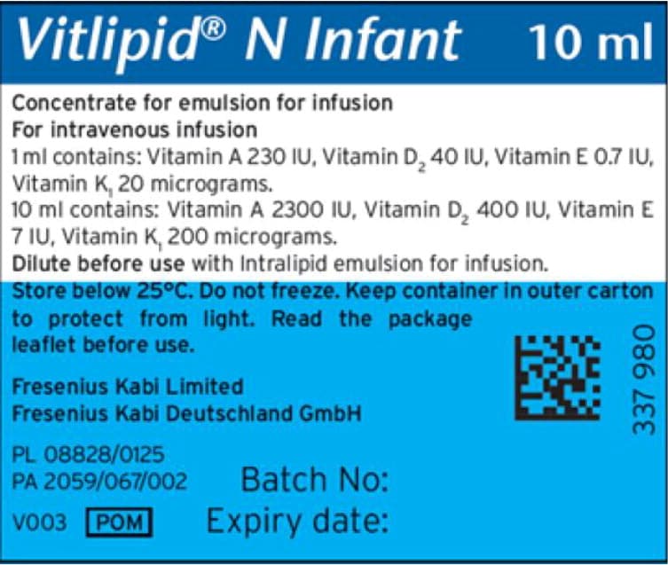 Vitalipid N (Vitamin a Palmitate, Ergocalciferol, .alpha.-Tocopherol, Dl-, Phytonadione) package label