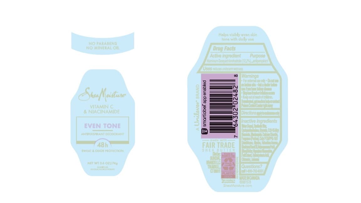 Shea (Vitamin C and Niacinamide Even Tone 48h Antiperspirant Deodorant) package label