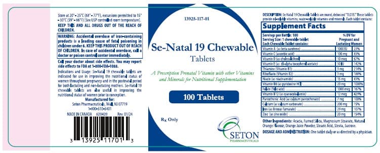 Se-Natal 19 Chewable (Vitamins and Minerals) package label